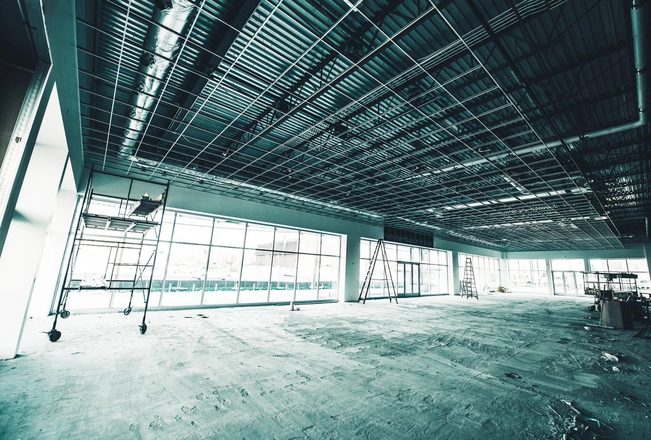Recently demolished retail space prepared for construction