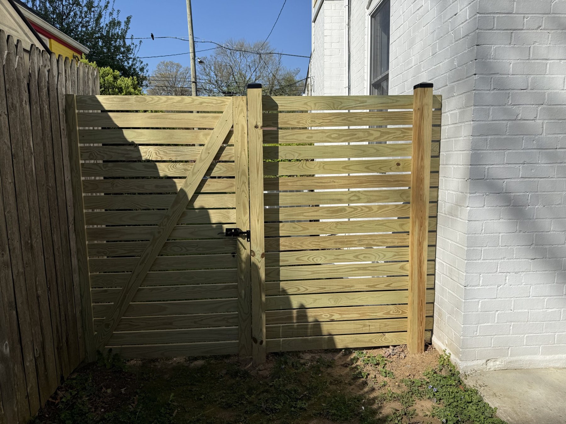 New wood privacy fence and gate