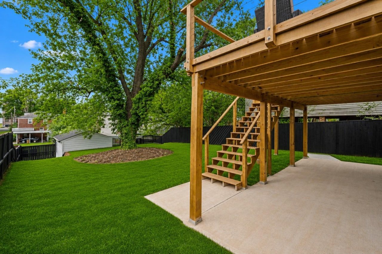New wood deck and outdoor living area