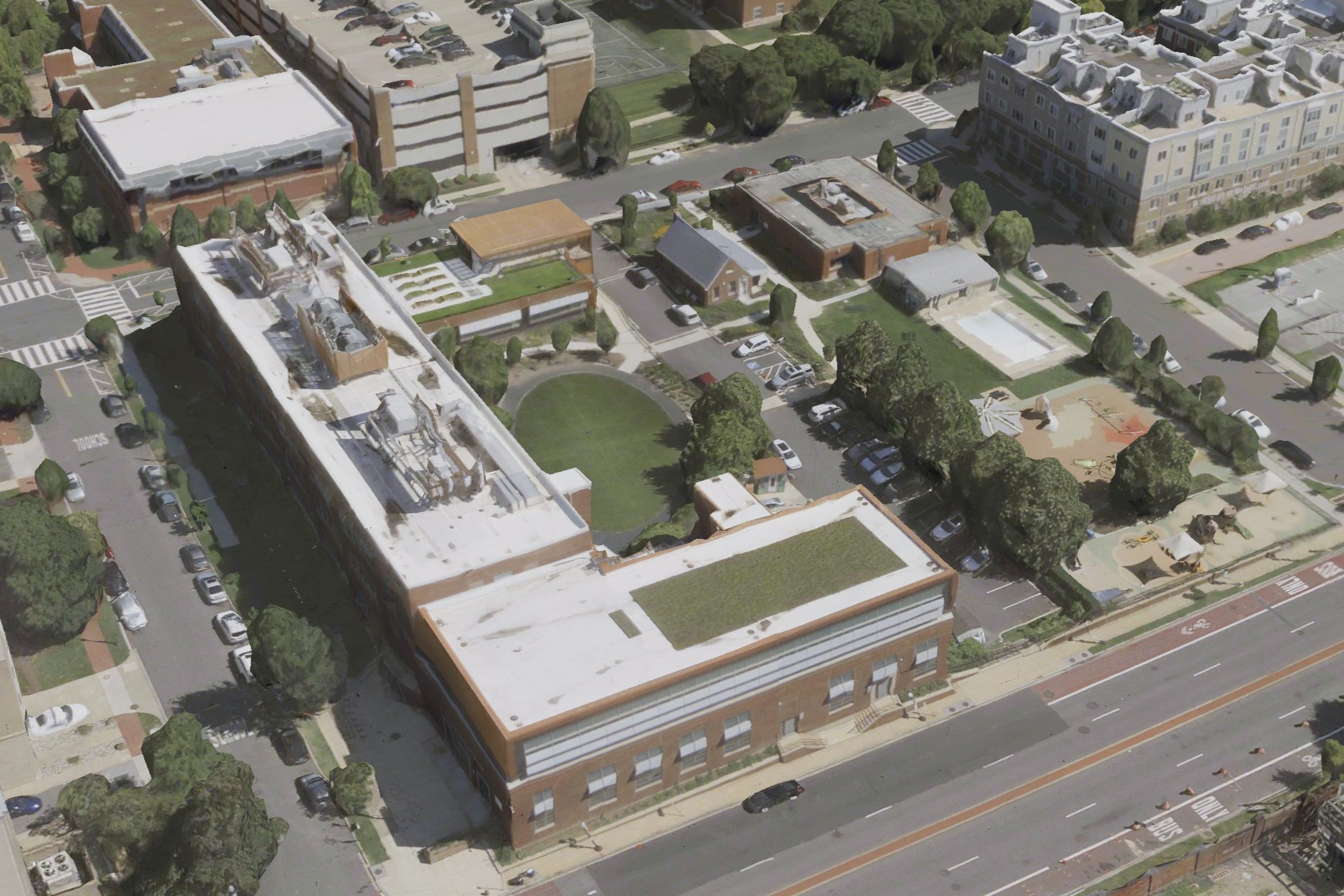 Aerial image of Van Ness Elementary School